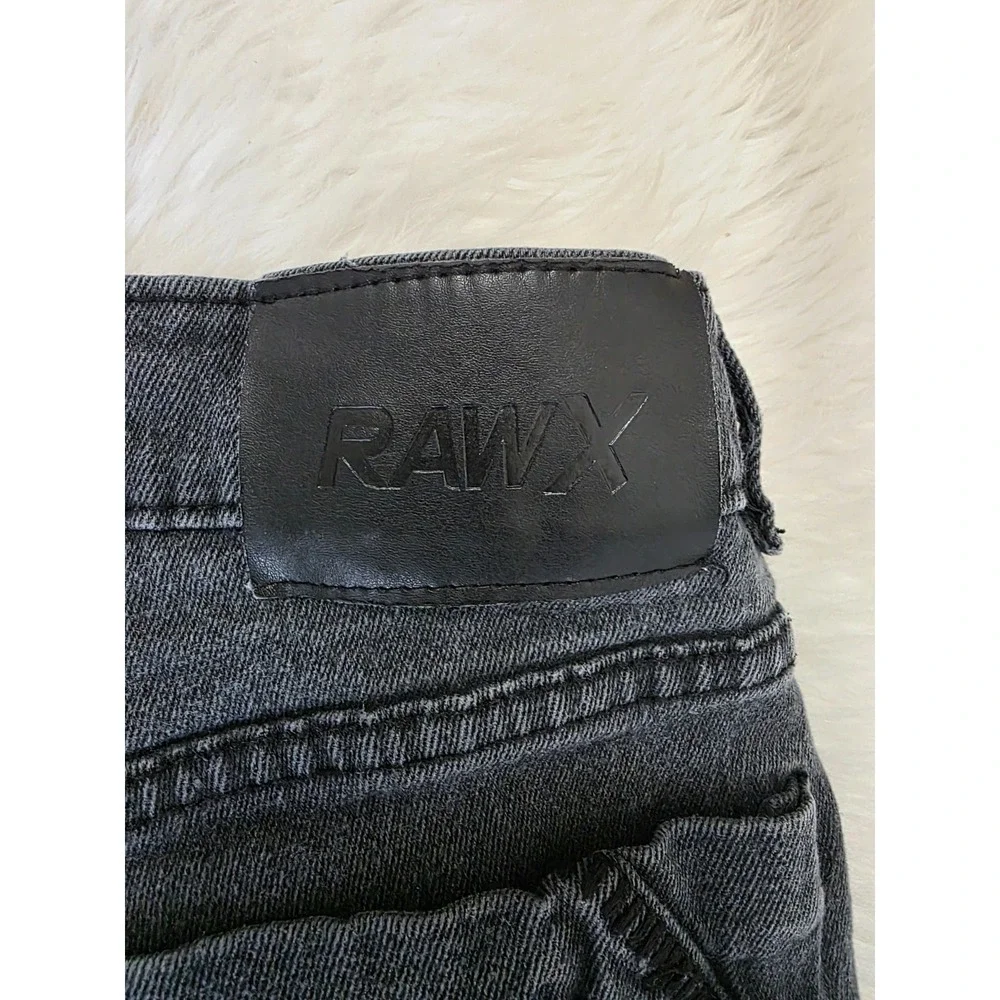RAWX Boys 18 Slim Black Distressed Denim Jean Shorts Frayed Hem